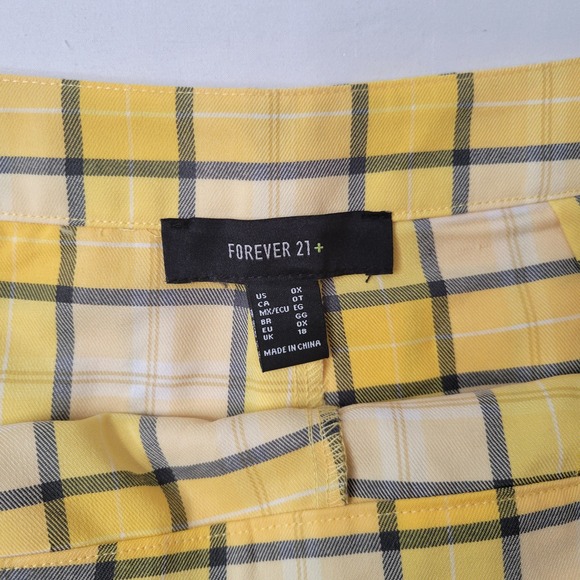Forever 21 Women's Plaid Skirt Cherry Print Pleated Mini Yellow Plus Size 0X - Picture 2 of 12